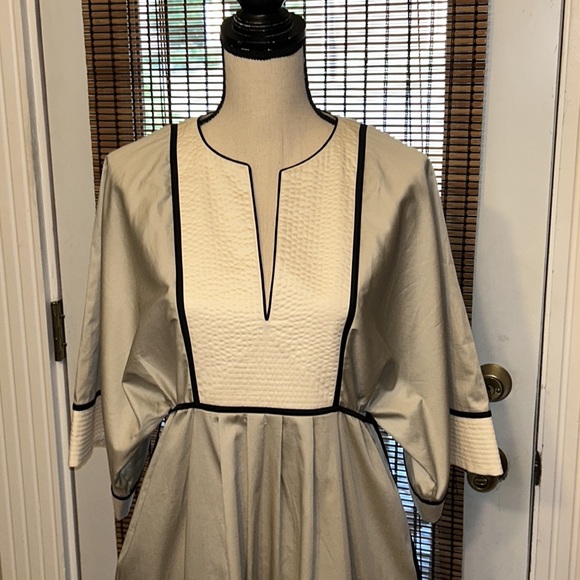 Tory Burch Color Blocked Tunic Swim Cover-Up SM Khaki/French Cream/Black EUC - Picture 2 of 7